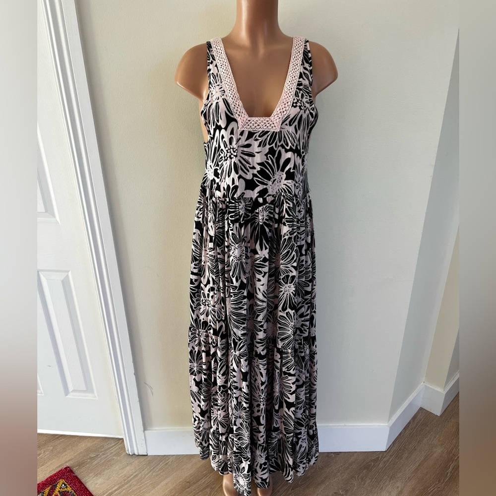 FREE PEOPLE floral & mesh maxi dress